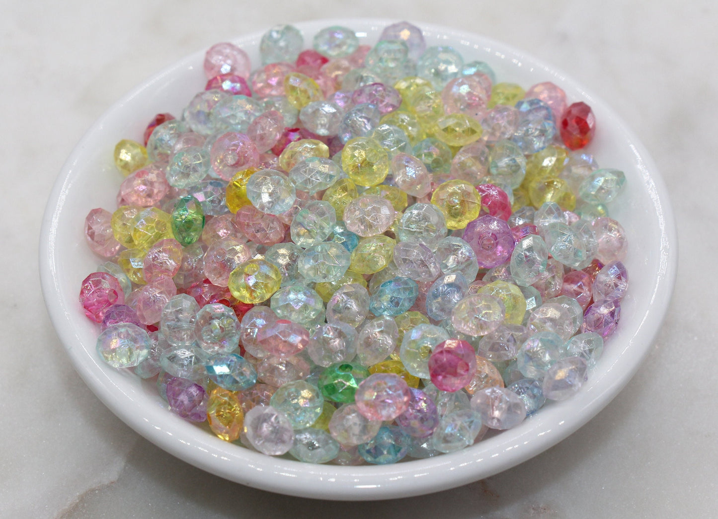 8mm Mix Rondelle Beads, Iridescent Faceted Acrylic Loose Beads, Bubblegum Beads, Chunky Beads, Bead for Bracelet #2654