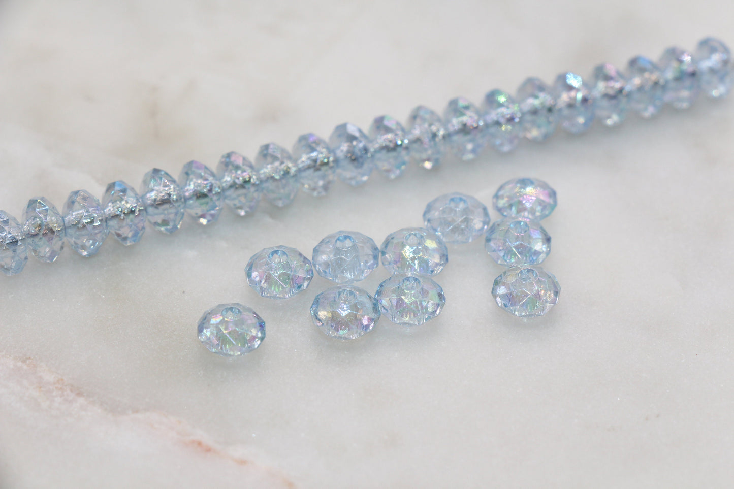 8mm Blue Rondelle Beads, Iridescent Faceted Acrylic Loose Beads, Bubblegum Beads, Chunky Beads, Bead for Bracelet #2656