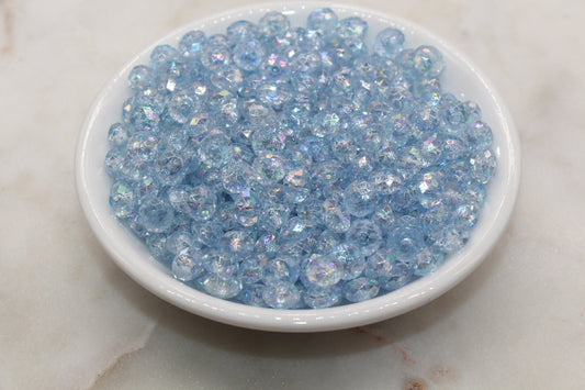 8mm Blue Rondelle Beads, Iridescent Faceted Acrylic Loose Beads, Bubblegum Beads, Chunky Beads, Bead for Bracelet #2656
