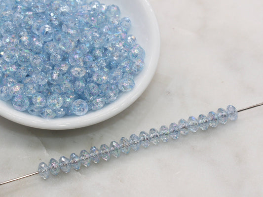 8mm Blue Rondelle Beads, Iridescent Faceted Acrylic Loose Beads, Bubblegum Beads, Chunky Beads, Bead for Bracelet #2656