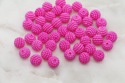 10mm Fuchsia Berry Beads, Imitation Pearl Acrylic Beads, Round Acrylic Loose Beads, Bubblegum Beads, Chunky Beads, Bubble Gum Beads, #794