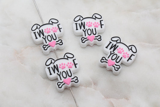 I Woof You Paw Silicone Beads, Pet Paw Silicone Beads, Dog Silicone Beads, Chunky Beads, Silicone Loose Beads #307