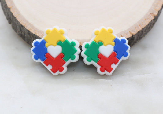 Autism Awareness Silicone Beads, Puzzle Silicone Beads, Focal Beads, Chunky Beads, Silicone Loose Beads #314