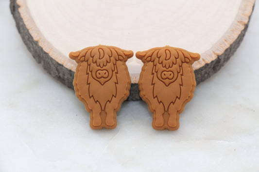 Highland Cow Silicone Beads, Animal Themed Silicone Beads, Cow Focal Silicone Beads, Chunky Beads, Silicone Loose Beads #311