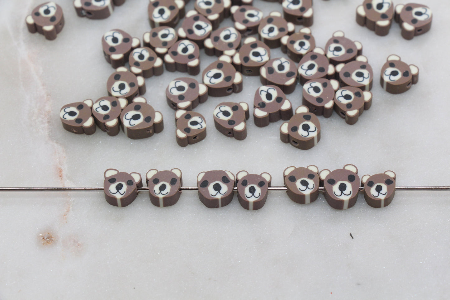 Brown Bear Polymer Clay Beads, Dog Clay Beads, Animal Themed Beads, Jewelry Beads, Bead for Bracelet #299