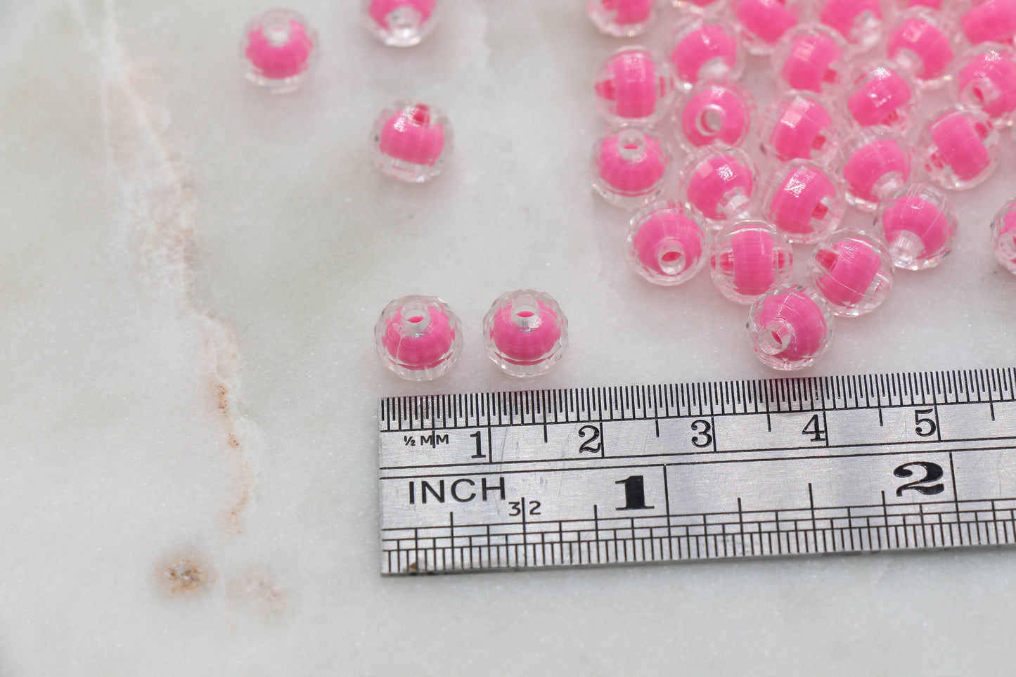 8mm Hot Pink Faceted Round Beads, Pink Acrylic Round Gumball Beads, Bubblegum Beads, Plastic Faceted Round Bead #325