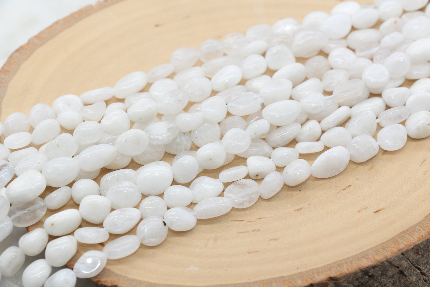 White Moonstone Nugget Beads, Gemstone Loose Beads, Pebble Beads, 6mm- 8mm #19