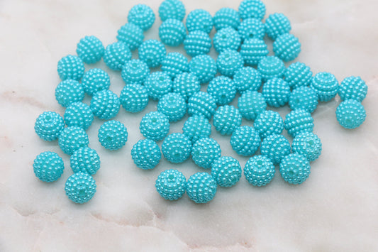 10mm Blue Berry Beads, Imitation Pearl Acrylic Beads, Round Acrylic Loose Beads, Bubblegum Beads, Chunky Beads, Bubble Gum Beads, #796