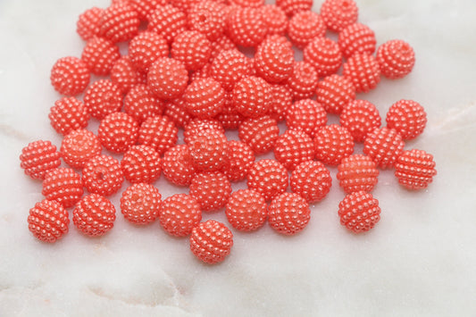 10mm Orange Berry Beads, Imitation Pearl Acrylic Beads, Round Acrylic Loose Beads, Bubblegum Beads, Chunky Beads, Bubble Gum Beads, #798