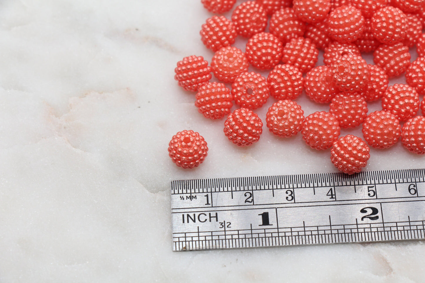 10mm Orange Berry Beads, Imitation Pearl Acrylic Beads, Round Acrylic Loose Beads, Bubblegum Beads, Chunky Beads, Bubble Gum Beads, #798