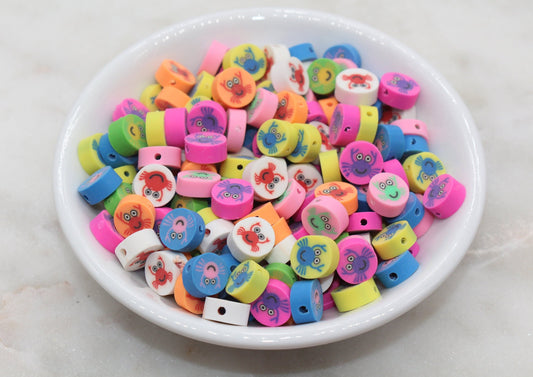 Assort Crab Polymer Clay Beads, Sea Themed Clay Beads, Sea Life Beads, Crab Cane Beads, Jewelry Beads, Beads for Bracelet #303