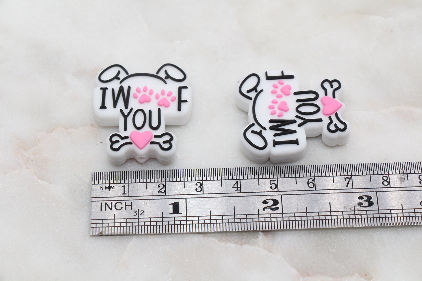 I Woof You Paw Silicone Beads, Pet Paw Silicone Beads, Dog Silicone Beads, Chunky Beads, Silicone Loose Beads #307