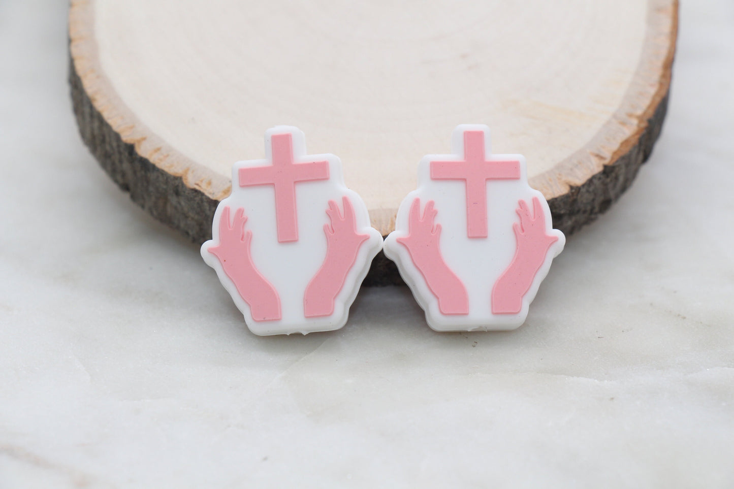 Cross Silicone Beads, Pray Silicone Beads, Cross Religious Chunky Beads, Silicone Loose Beads #310