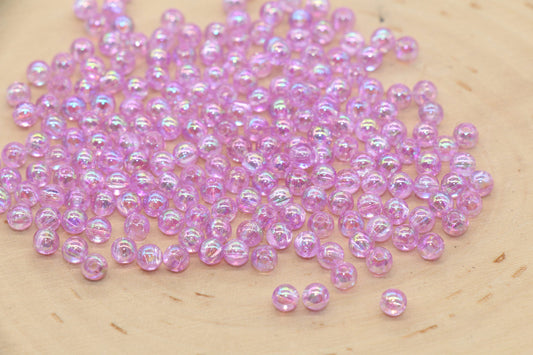 4mm Lavender AB Round Beads, Iridescent Acrylic Gumball Beads, Transparent Round Spacer Beads, Bubblegum Beads, Plastic Round Bead #1272
