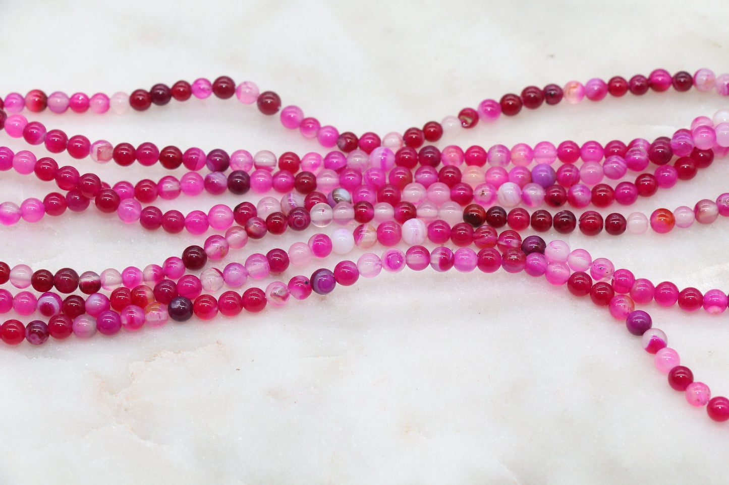 Pink Stripe Agate Beads, Pink Banded Agate, Fuchsia Banded Agate, Gemstone Smooth Round Beads, Sizes 4mm 6mm 8mm 10mm 12mm, #118