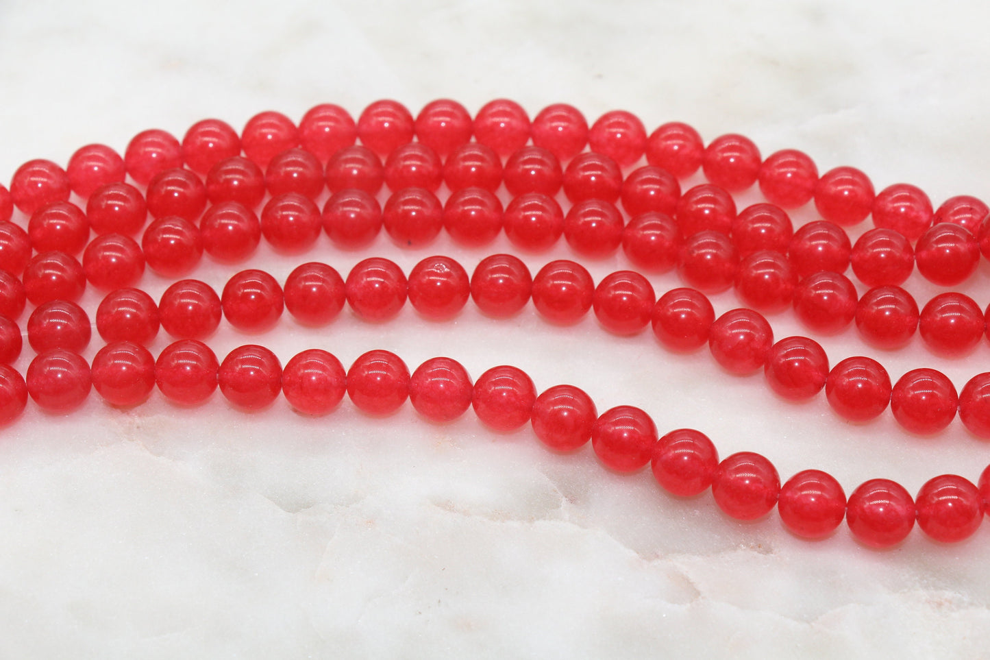 Watermelon Red Jade Beads, Smooth Gemstone Round Loose Beads, Size 6mm, 10mm #248