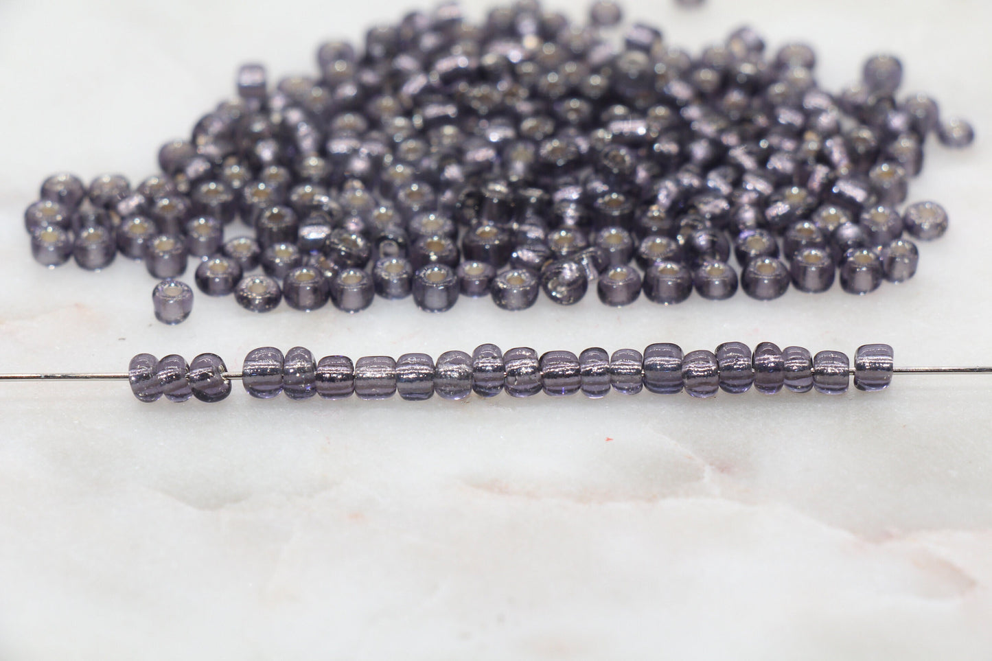 Transparent Glass Beads with Silver Lined, 4mm 6/0 Glass Round Beads, Light Purple Trans Seed Beads, Rocailles Beads, Beading Supplies #1092