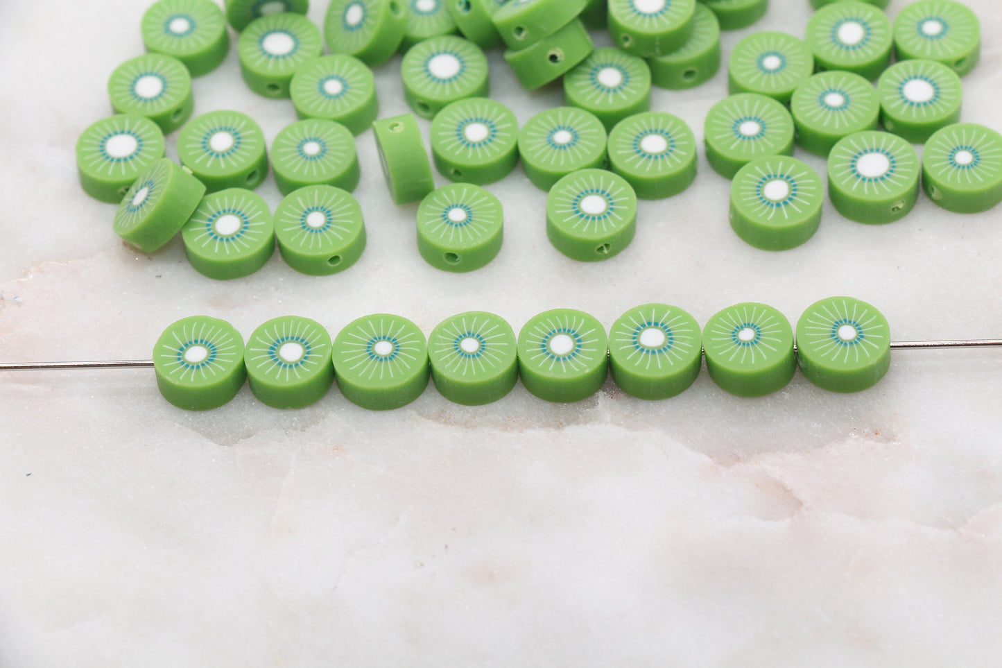 Kiwi Clay Beads, Fruit Polymer Clay Beads, Jewelry Beads, Bead for Bracelet #322