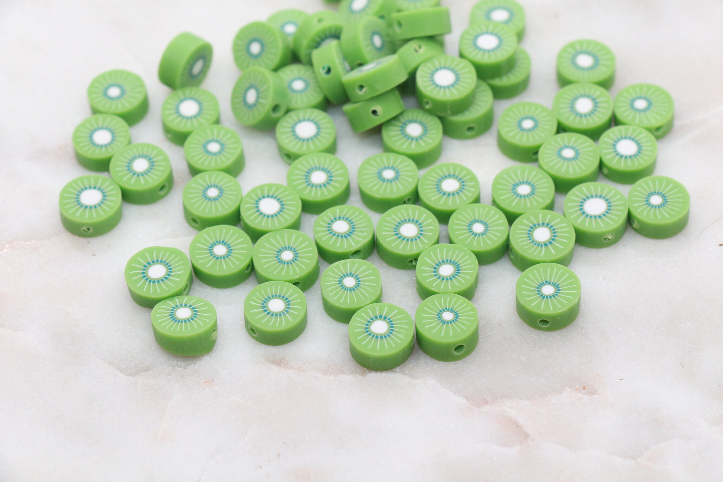 Kiwi Clay Beads, Fruit Polymer Clay Beads, Jewelry Beads, Bead for Bracelet #322