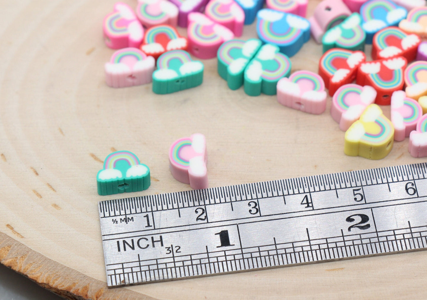 Rainbow and Cloud Polymer Clay Beads, Mix Rainbow Cane Beads, Cloud Cane Beads, Fimo Cane Beads, Jewelry Beads, Beads for Bracelet #146