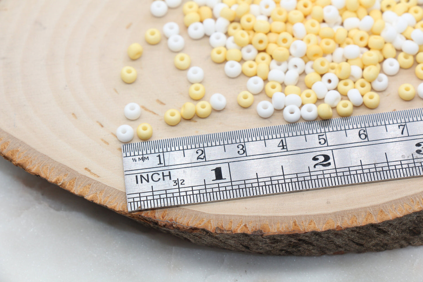 Matte Glass Seed Beads, 4mm 6/0 Glass Round Seed Beads, Yellow and White Mix Seed Beads, Frosted Mix Rocailles Beads, Beading Supplies #1299