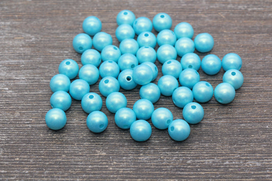 10mm Blue Shimmer Gumball Beads, Round Acrylic Loose Beads, Bubblegum Beads, Chunky Beads, Gumball Beads, Smooth Plastic Beads #2677