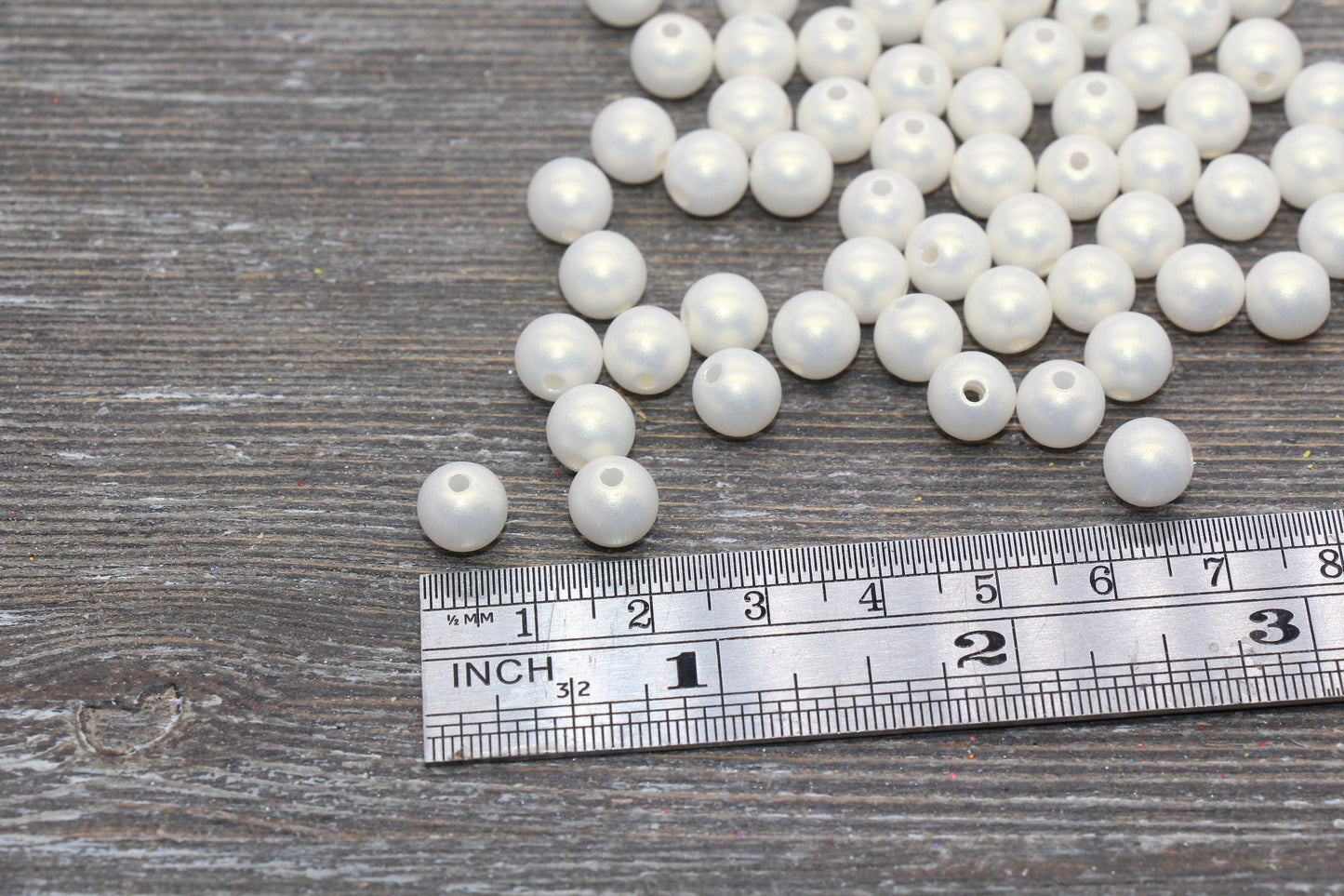 8mm Cream Yellow Shimmer Gumball Beads, Round Acrylic Loose Beads, Bubblegum Beads, Chunky Beads, Smooth Round Plastic Beads #2679