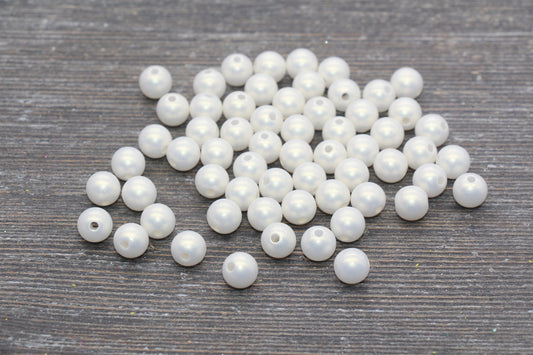 8mm Cream Yellow Shimmer Gumball Beads, Round Acrylic Loose Beads, Bubblegum Beads, Chunky Beads, Smooth Round Plastic Beads #2679