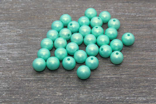 12mm Green Shimmer Gumball Beads, Round Acrylic Loose Beads, Bubblegum Beads, Chunky Beads, Round Plastic Beads #2684