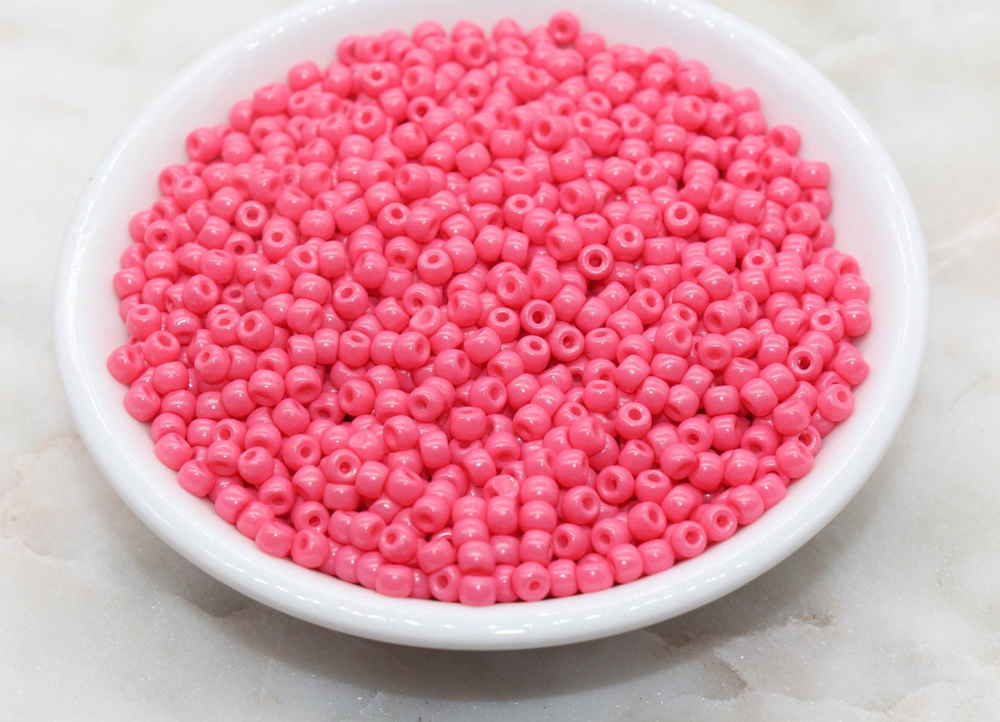 Glass Seed Beads, 4mm 6/0 Glass Round Seed Beads, Melon Pink Opaque Seed Beads, Rocailles Beads, Beading Supplies #1096