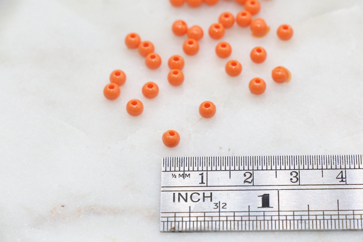 4mm Orange Round Beads, Acrylic Gumball Beads, Round Spacer Beads, Bubblegum Beads, Plastic Round Smooth Bead #989