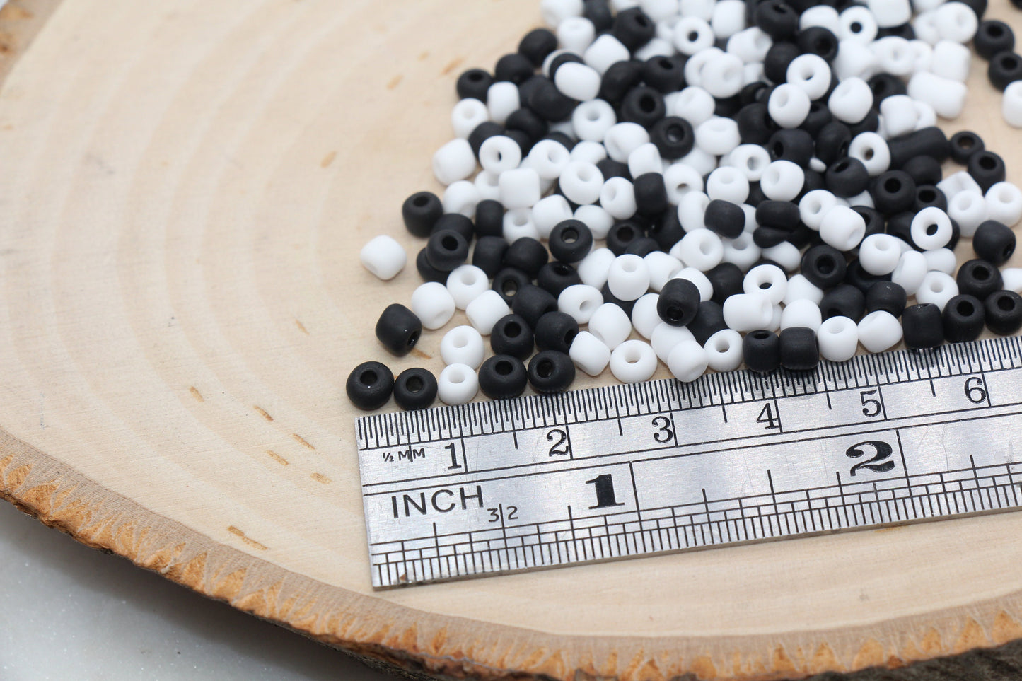 Matte Glass Seed Beads, 4mm 6/0 Glass Round Seed Beads, Black and White Mix Seed Beads, Frosted Mix Rocailles Beads, Beading Supplies #2669