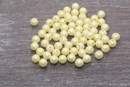 8mm Yellow Shimmer Gumball Beads, Round Acrylic Loose Beads, Bubblegum Beads, Chunky Beads, Smooth Round Plastic Beads #2673