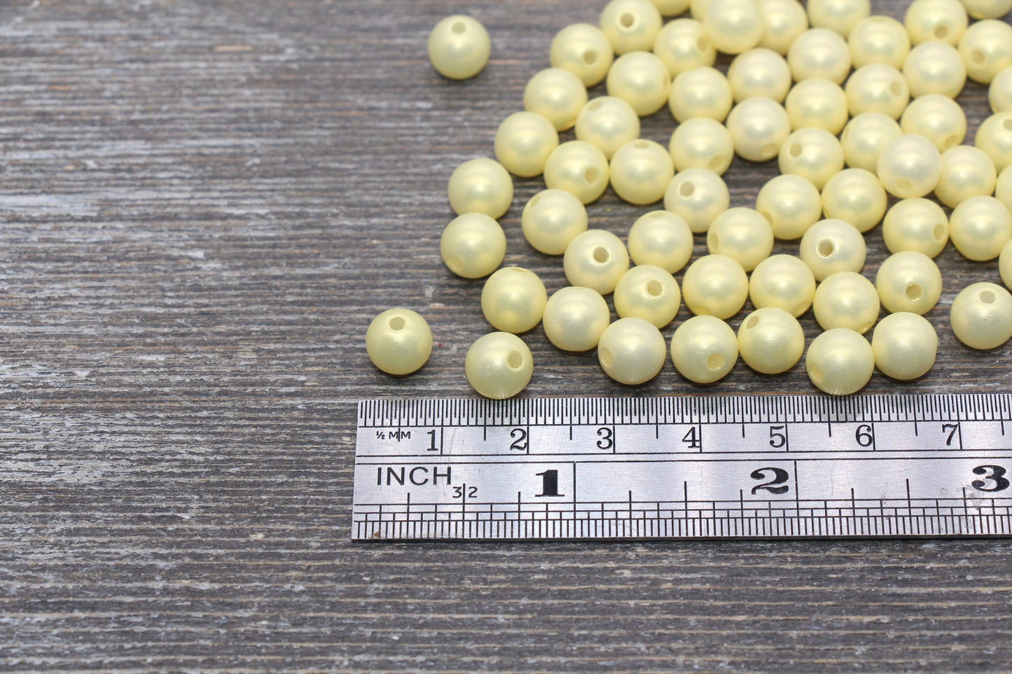 8mm Yellow Shimmer Gumball Beads, Round Acrylic Loose Beads, Bubblegum Beads, Chunky Beads, Smooth Round Plastic Beads #2673