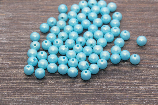 8mm Blue Shimmer Gumball Beads, Round Acrylic Loose Beads, Bubblegum Beads, Chunky Beads, Smooth Round Plastic Beads #2676