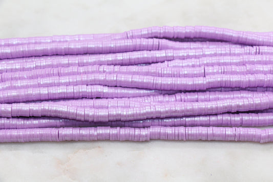 6mm Shimmer Orchid Purple Polymer Clay Disc Beads, Heishi Beads, African Disc Beads, Vinyl Heishi, 16 inch Strand #439