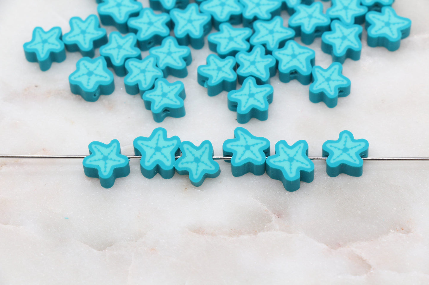 Starfish Polymer Clay Beads, Starfish Cane Beads, Sea Life Themed Beads, Jewelry Beads, Beads for Bracelet #342