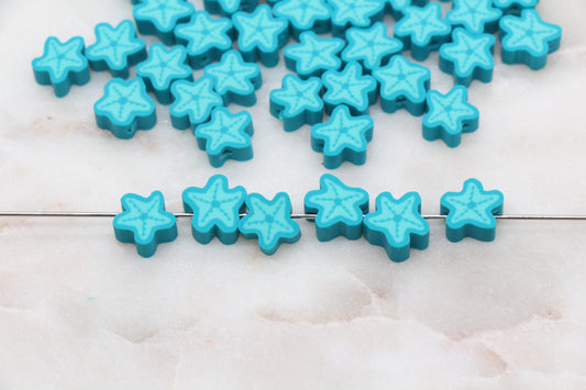 Starfish Polymer Clay Beads, Starfish Cane Beads, Sea Life Themed Beads, Jewelry Beads, Beads for Bracelet #342