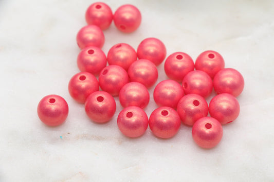12mm Red Shimmer Gumball Beads, Round Acrylic Loose Beads, Bubblegum Beads, Chunky Beads, Round Plastic Beads #2685