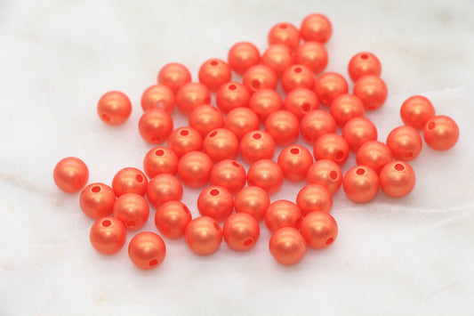 8mm Orange Shimmer Gumball Beads, Round Acrylic Loose Beads, Bubblegum Beads, Chunky Beads, Smooth Round Plastic Beads #2692