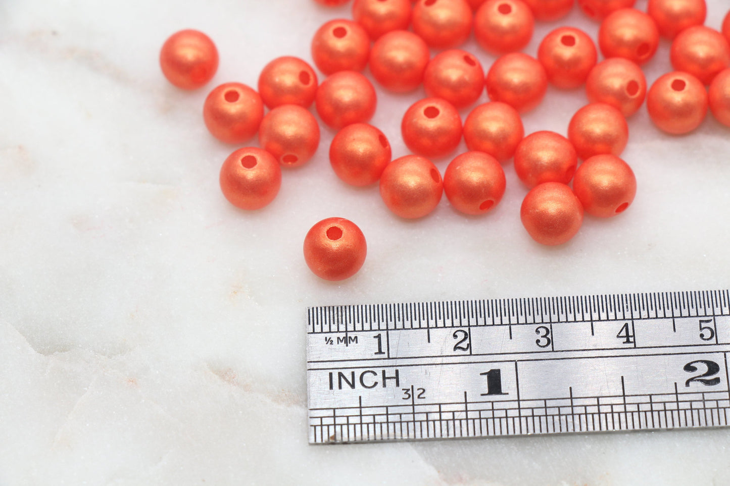 8mm Orange Shimmer Gumball Beads, Round Acrylic Loose Beads, Bubblegum Beads, Chunky Beads, Smooth Round Plastic Beads #2692