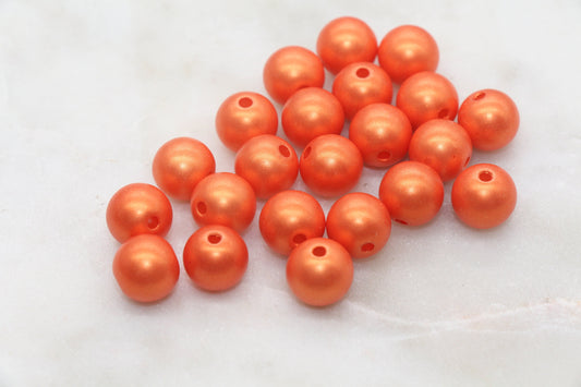 12mm Orange Shimmer Gumball Beads, Round Acrylic Loose Beads, Bubblegum Beads, Chunky Beads, Round Plastic Beads #2694