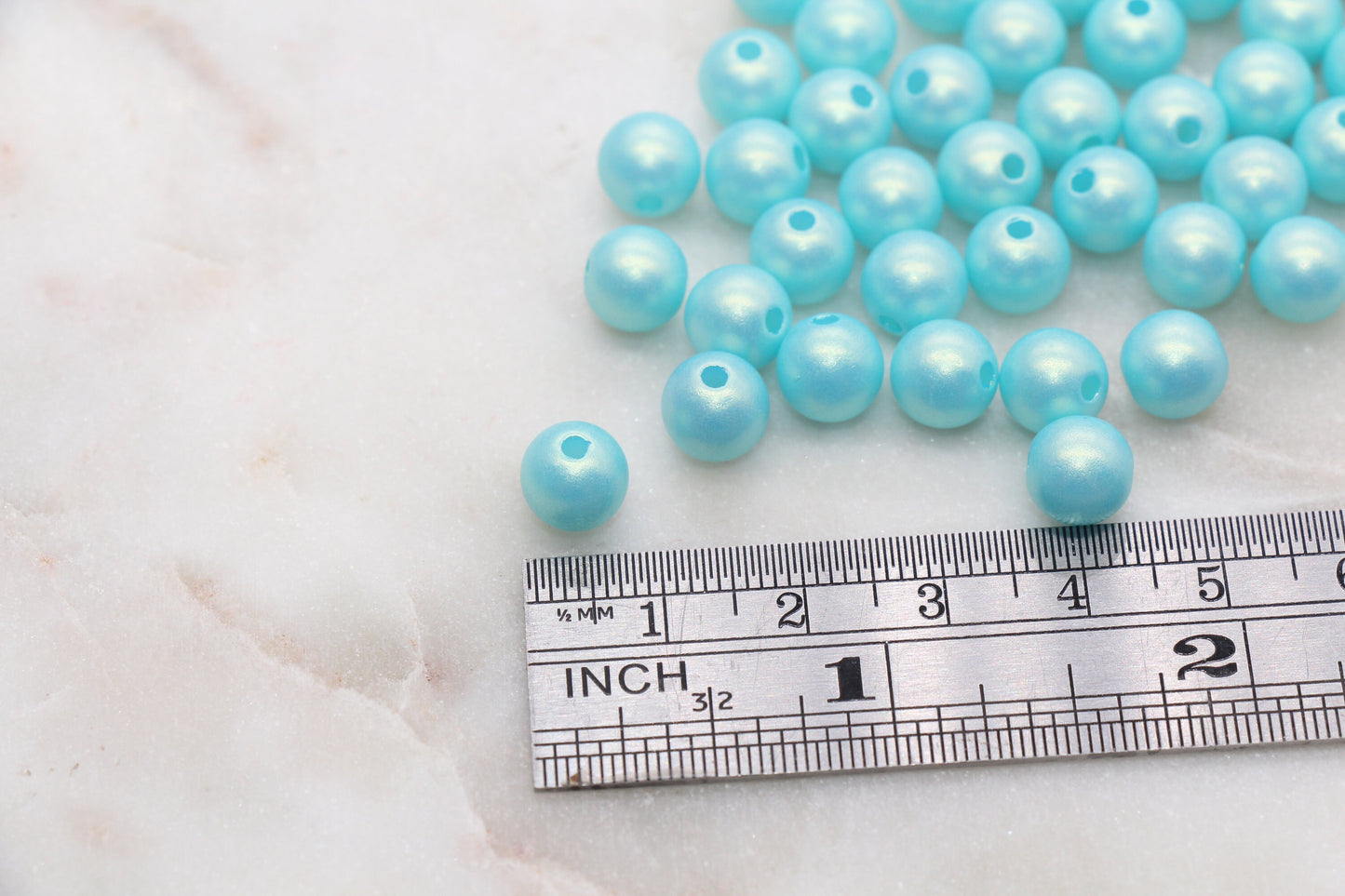 8mm Blue Shimmer Gumball Beads, Round Acrylic Loose Beads, Bubblegum Beads, Chunky Beads, Smooth Round Plastic Beads #2695
