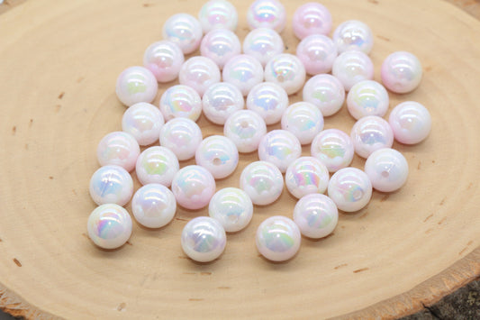 10mm Pink Ombre Round Beads, Acrylic Gumball Bead, Iridescent Round Beads, Bubblegum Beads, Plastic Round Bead, Jewelry Beads#2706