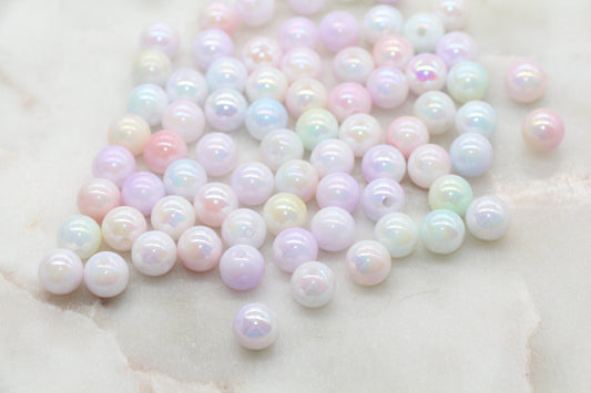 8mm Assort Ombre Round Beads, Acrylic Gumball Bead, Iridescent Round Beads, Bubblegum Beads, Plastic Round Bead, Jewelry Beads #2709