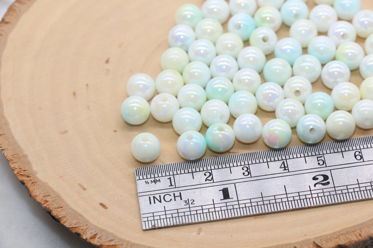 8mm Green Ombre Round Beads, Acrylic Gumball Bead, Iridescent Round Beads, Bubblegum Beads, Plastic Round Bead, Jewelry Beads #2715