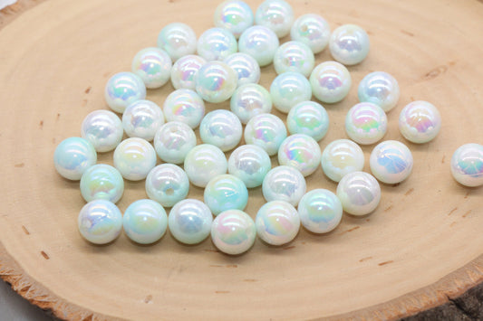 10mm Green Ombre Round Beads, Acrylic Gumball Bead, Iridescent Round Beads, Bubblegum Beads, Plastic Round Bead, Jewelry Beads #2716