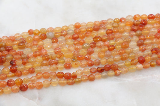 Orange Agate Beads, Orange Gemstone Nugget Beads, Loose Beads, Pebble Nugget Beads, Size 6mm #11