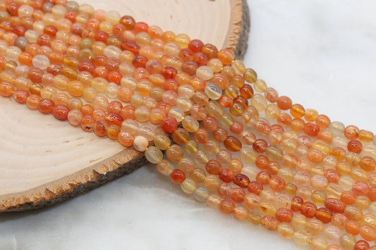 Orange Agate Beads, Orange Gemstone Nugget Beads, Loose Beads, Pebble Nugget Beads, Size 6mm #11