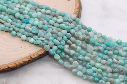 Amazonite Nugget Beads, Irregular Gemstone Loose Beads, Pebble Beads, Chip Beads, 6mm #44